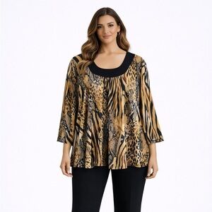 Chic Leopard Print Blouse with Black Accents